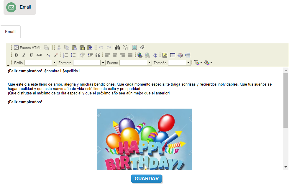 Email Cumpleaños - Paso 5